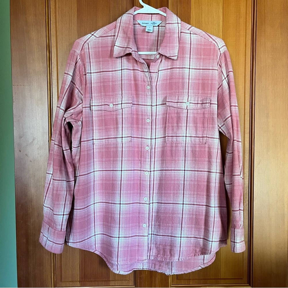 Old Navy Plaid Boyfriend Button Down Shirt, Small